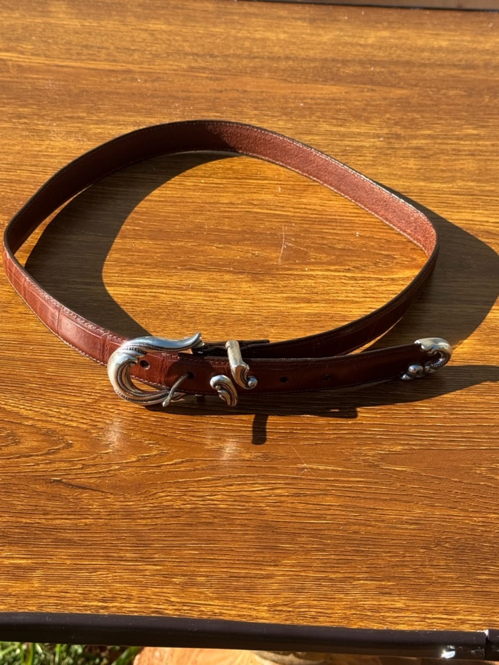 Brighton M24507 Leather Belt Brown Croc Western Silver Buckle Boho - Picture 10 of 10